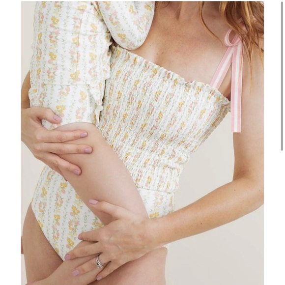 minnow Smocked One Piece Citrus Linear - Picture 2 of 7